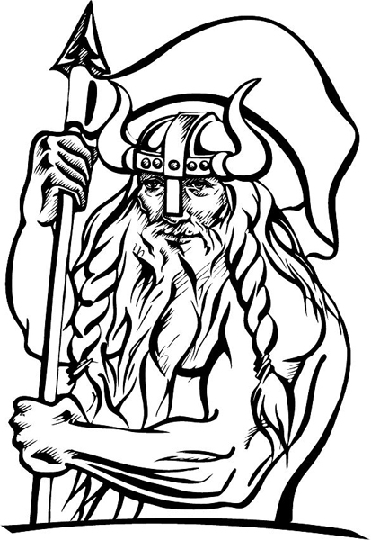 Viking mascot action sports decal. Personalize on line. MASCOTS_5BL_099