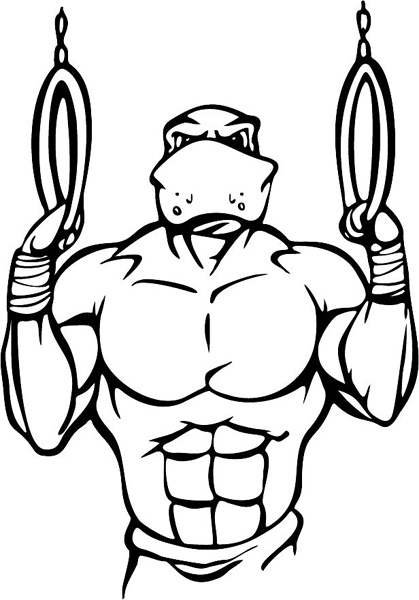 Hippo gymnastics mascot sports decal. Customize on line. MASCOTS_5BL_115
