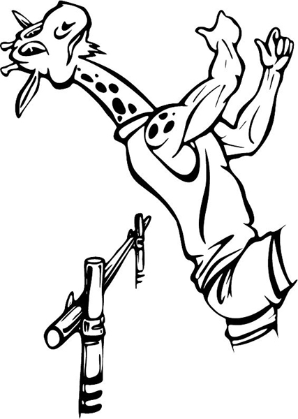 Giraffe hurdle jumper mascot vinyl sports decal. Customize on line. MASCOTS_5BL_124
