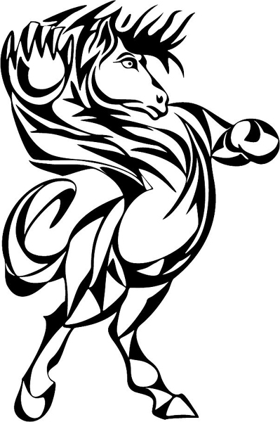 Mustang boxing mascot action sports sticker. Customize on line. MASCOTS_5BL_129