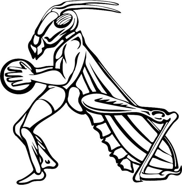 Grasshopper mascot sports vinyl sticker. Personalize on line. MASCOTS_5BL_134
