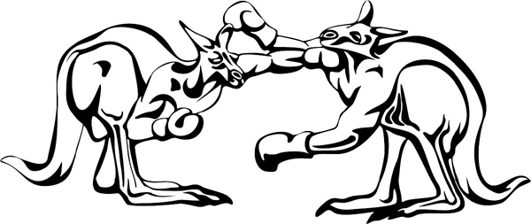 Boxing Kangaroos mascot vinyl sports decal. Personalize on line. MASCOTS_5BL_140