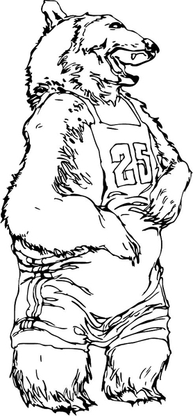 Bear mascot action sports decal. Customize on line. MASCOTS_6BL_03