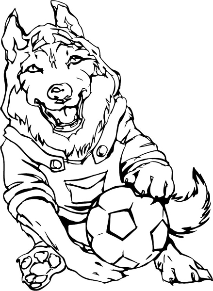 Wolf soccer mascot action sports decal. Personalize on line. MASCOTS_6BL_09