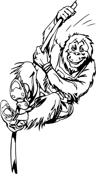 Orangutan mascot action sports decal. Personalize on line. MASCOTS_6BL_37