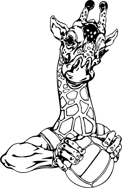 Giraffe basketball mascot action sports decal. Personalize on line. MASCOTS_6BL_41