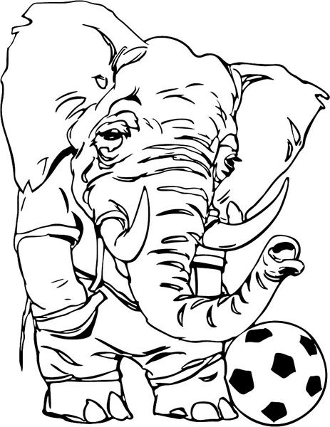 Elephant soccer mascot action sports decal. Customize on line. MASCOTS_6BL_46