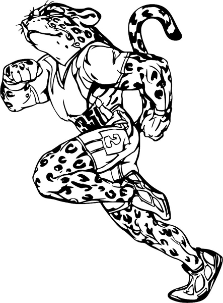 Leopard running mascot sports decal. Customize on line. MASCOTS_6BL_47