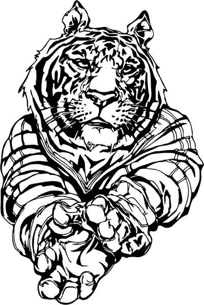 Tiger mascot action sports sticker. Personalize on line. MASCOTS_6BL_48