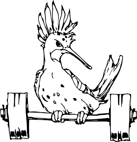 Bird weightlifter mascot sports sticker. Personalize on line. MASCOTS_6BL_55