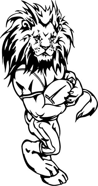 Lion football mascot action sports sticker. Personalize on line. MASCOTS_6BL_64