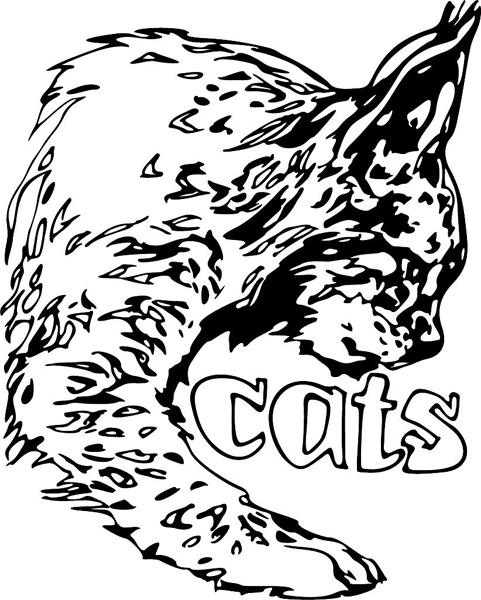 Wildcat mascot vinyl sports decal. Personalize on line. MASCOTS_6BL_77