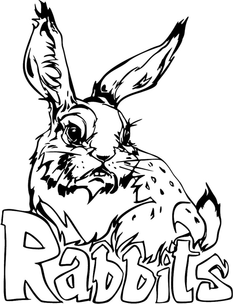 Rabbit and lettering mascot action sports sticker. Customize on line. MASCOTS_6BL_78