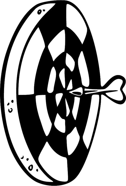 Darts board sports action sticker. Customize on line. POOLHALL_DARTS_5BL_14