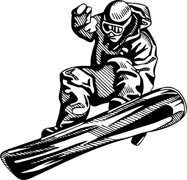 Snowboarder action sports decal. Personalize on line. SKI_SNOWBOARD_4BL_03