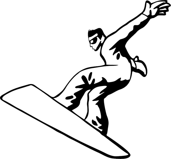 Snowboarding vinyl action sports sticker. Personalize on line. SKI_SNOWBOARD_4BL_21
