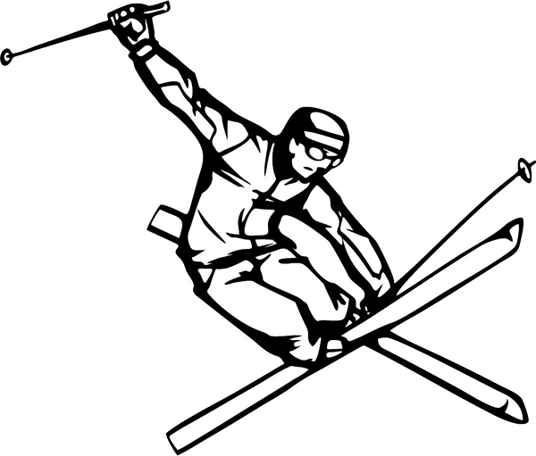 Skiing sports sticker. Customize on line. SKI_SNOWBOARD_5BL_01