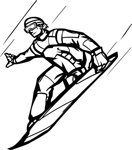 Downhill snowboarding sports action vinyl decal. Customize on line. SKI_SNOWBOARD_5BL_04
