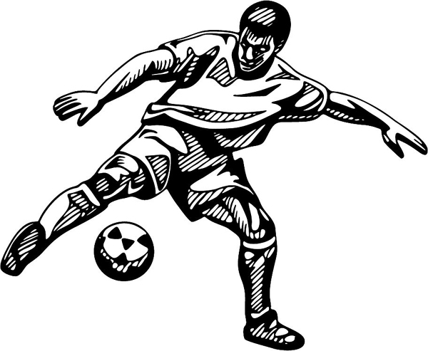 Soccer sports action vinyl decal. Customize on line. SOCCER_4BL_01