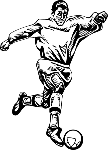 Soccer action sports decal. Personalize on line. SOCCER_4BL_07