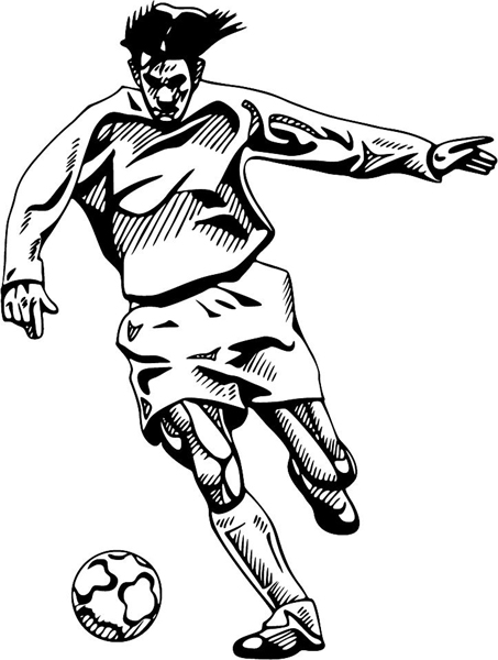 Soccer player action sports decal. Personalize on line. SOCCER_4BL_09