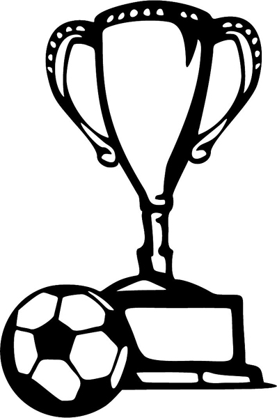 Soccer winning cup action sports decal. Personalize on line. SOCCER_5BL_05