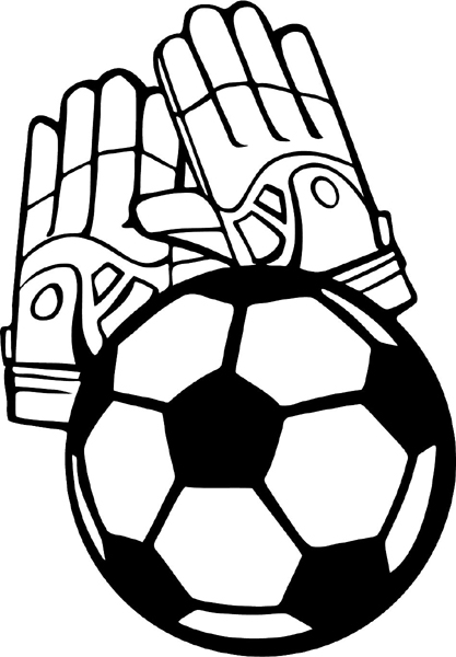Soccer ball and gloves action sports vinyl sticker. Personalize on line. SOCCER_5BL_11