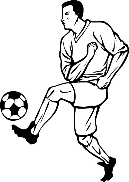 Soccer player sports action vinyl sticker. Personalize on line. SOCCER_5BL_22