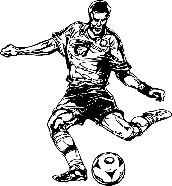 Soccer action sports decal. Personalize on line. SOCCER_6BL_11