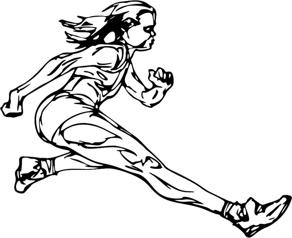 Lady athlete action sports sticker. Personalize as you order. TRACK_FILED_6BL_04