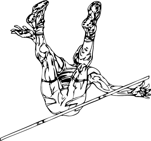 Pole jumper sports action vinyl decal. Personalize on line. TRACK_FILED_6BL_14