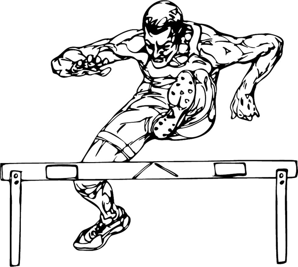Hurdle jumper sports sticker. Customize on line. TRACK_FILED_6BL_17