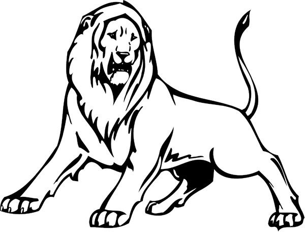 Lion mascot action sports sticker. Make it personal as you order. animal-mascots-am_002