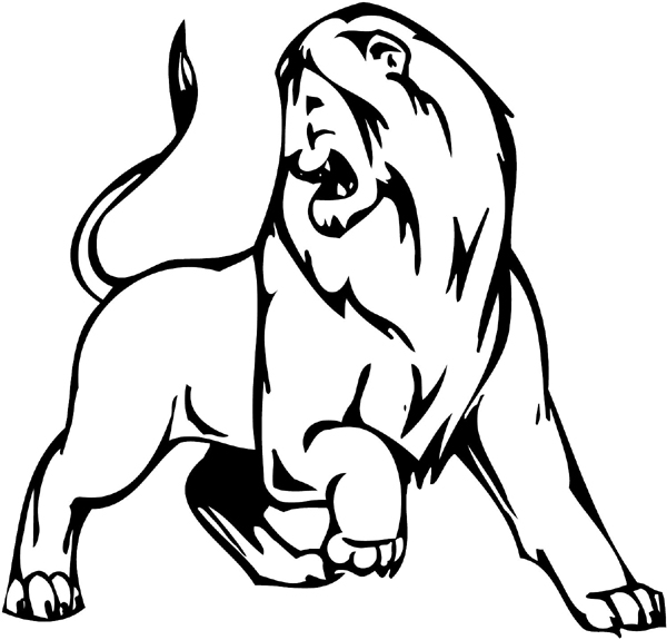 Roaring Lion mascot action vinyl decal. Personalize on line. animal-mascots-am_014