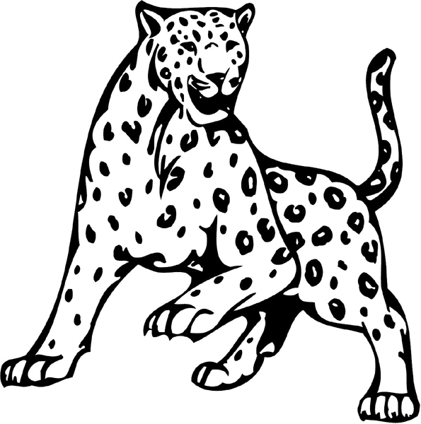 Leopard mascot action sports decal. Customize on line. animal-mascots-am_015