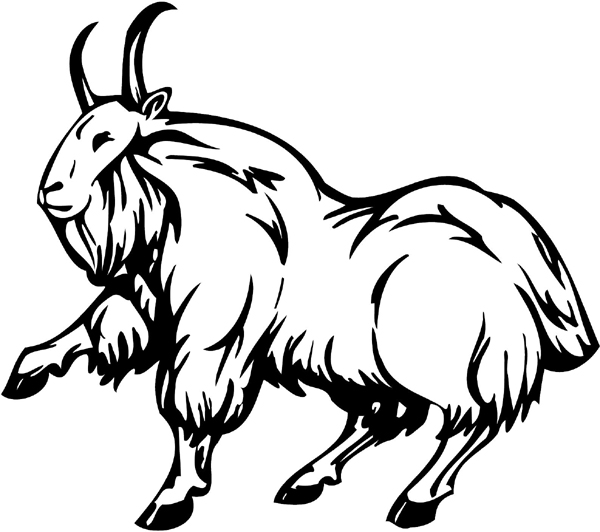 Mountain Goat mascot sports action vinyl sticker. Personalize on line. animal-mascots-am_025