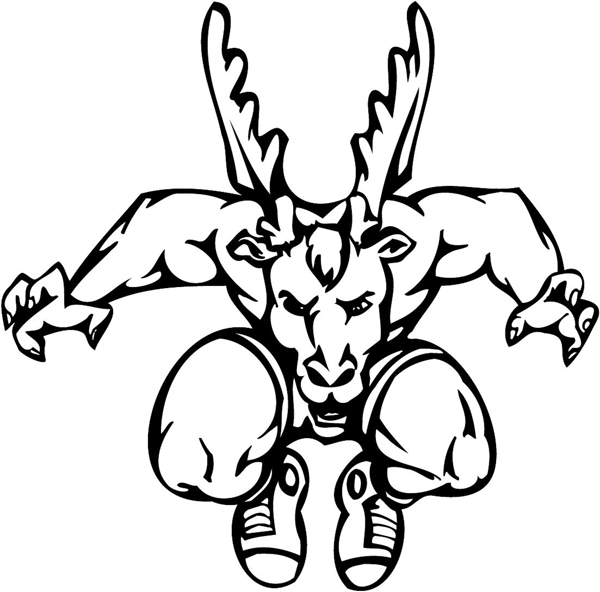 Muscled Moose mascot action sports sticker. Customize on line. mascot_027