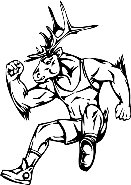 Stag mascot action sports sticker. Customize on line. mascot_033