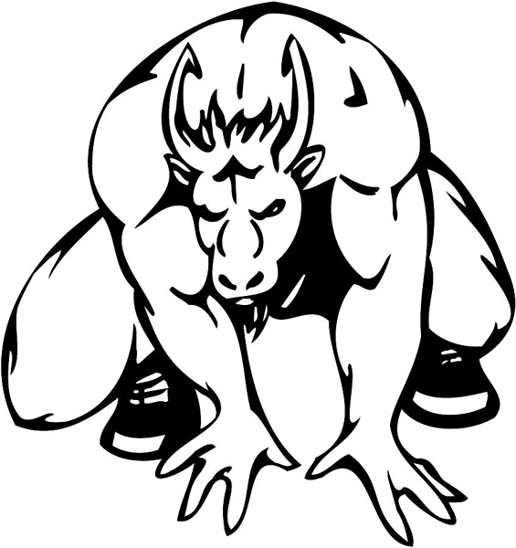 Bull mascot action sports decal. Personalize on line. mascot_038