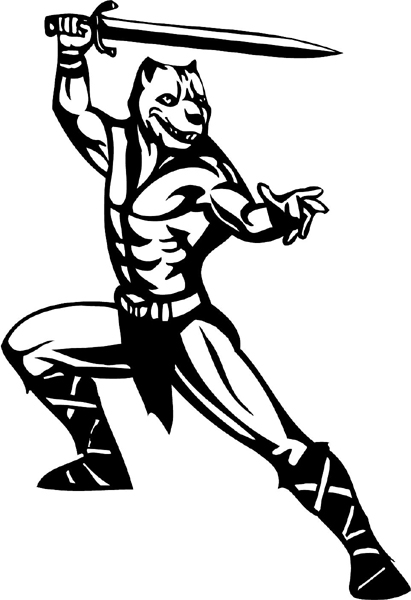 Beast with sword mascot vinyl sports decal. Personalize on line. mascot_047