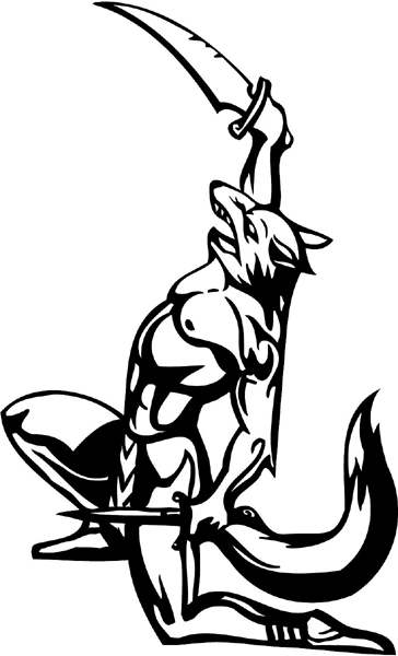 Wolf medieval mascot action sports decal. Customize on line. mascot_050