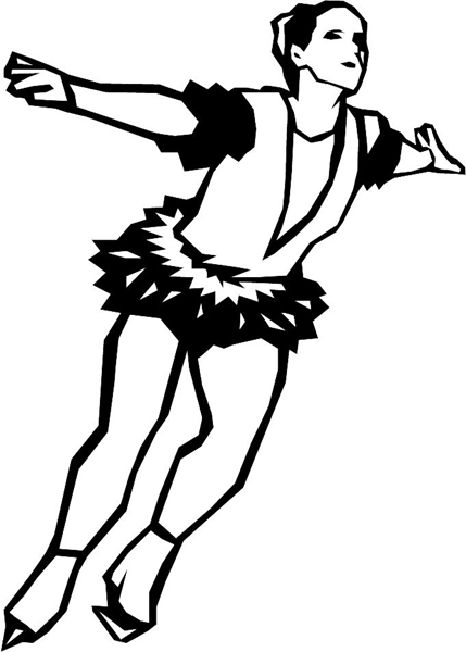 Lady ice skater sports action decal. Customize on line. sport_038
