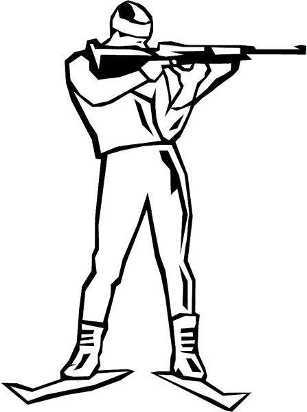 Rifle shooting sports action vinyl decal. Personalize on line. sport_048