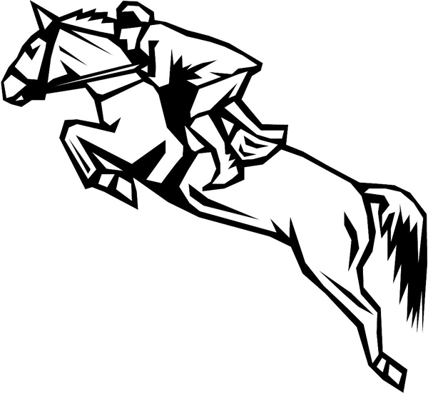 Horse and rider vinyl action sports sticker. Customize on line. sport_078