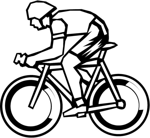Bicyclist action vinyl sports sticker. Personalize on line. sport_081