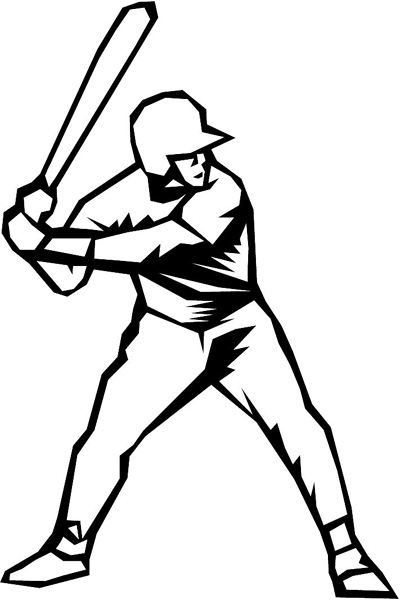 Baseball batter action sports vinyl decal. Personalize on line. sport_085
