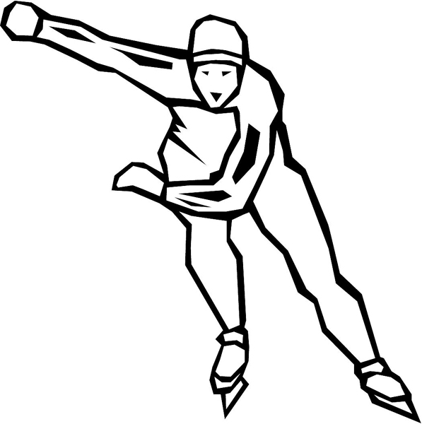 Ice skater action sports sticker. Customize on line. sport_089