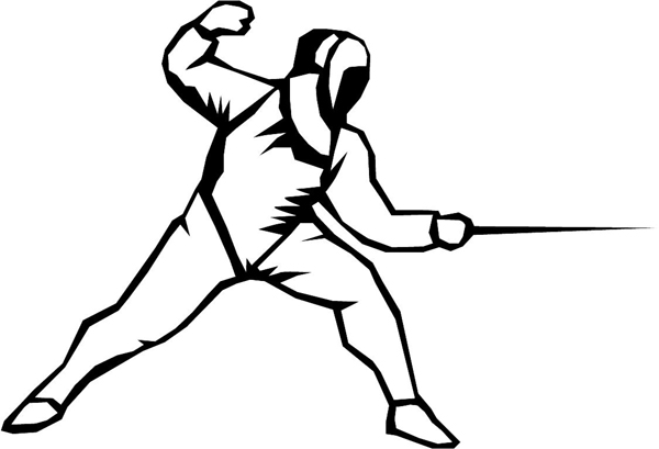 Fencing action sports sticker. Customize on line. sport_106