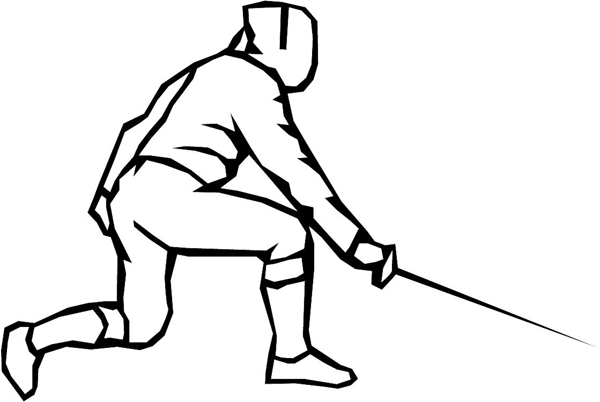 Fencing sports action vinyl decal. Personalize on line. sport_108
