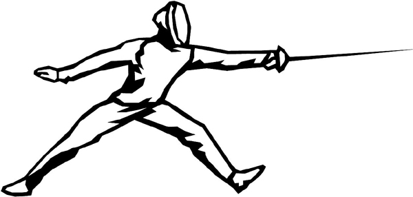 Fencing sports action vinyl decal. Customize on line. sport_129